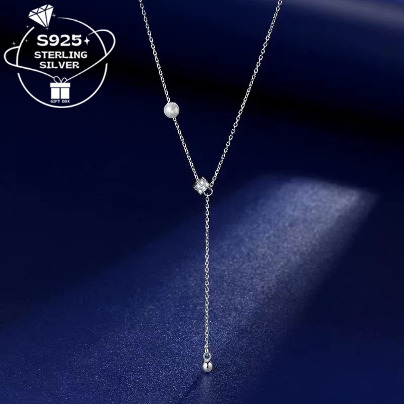 925 Silver CZ & Pearl Drop Earrings Set